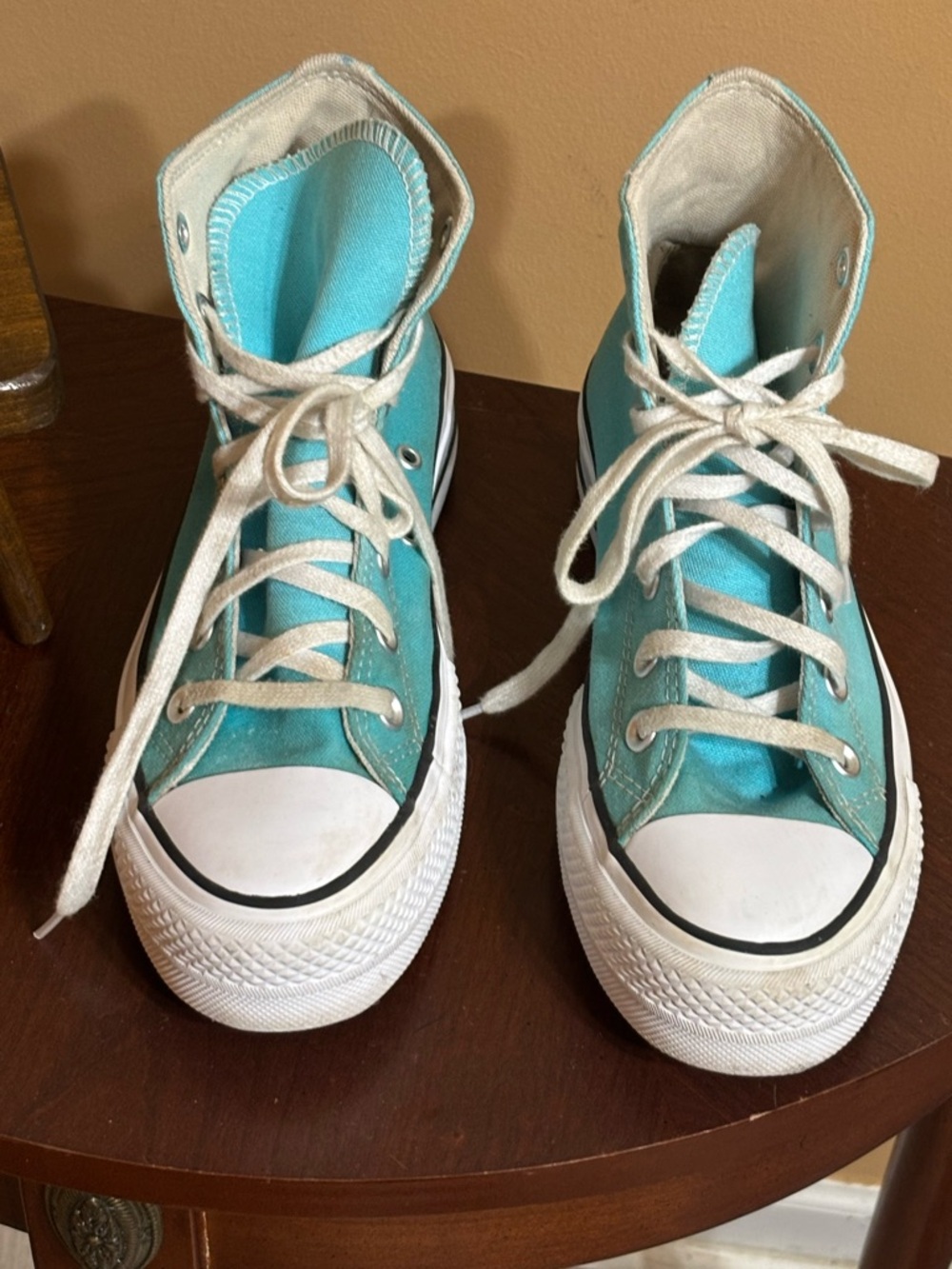 Converse High-Top Sneakers in Teal and White